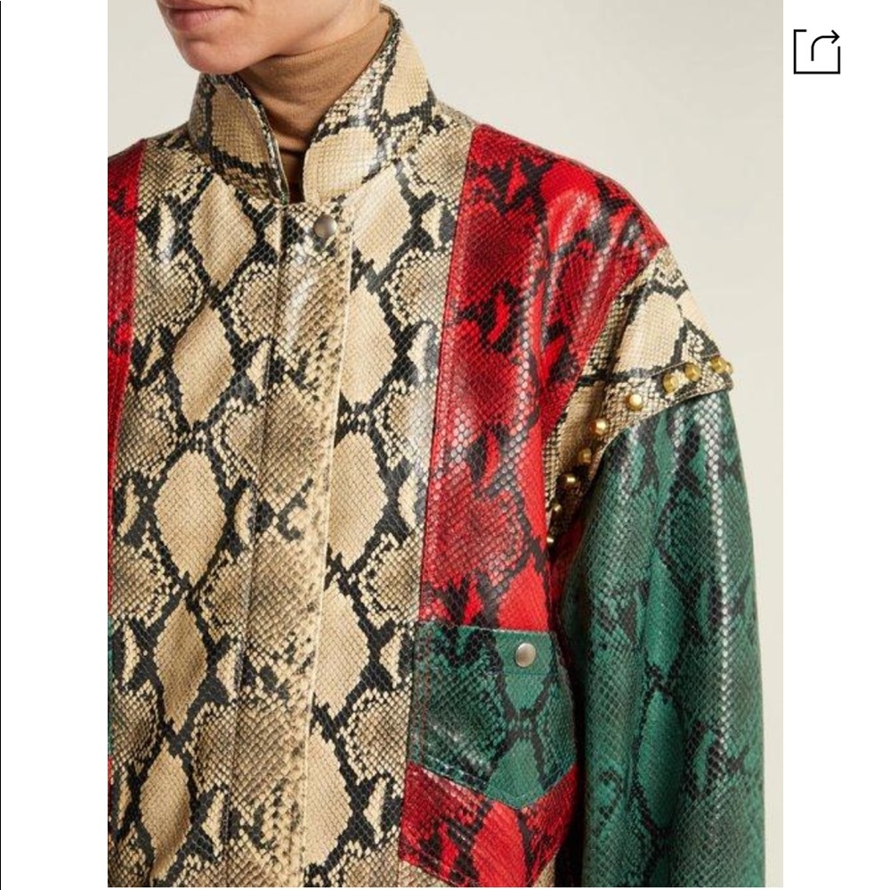Gucci Python-Print Leather Bomber Jacket - image 7